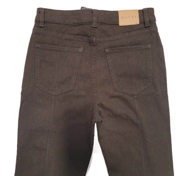 Motel Denim Seam Bootleg Split Jeans Bitter Chocolate Brown - Picture 6 of 11